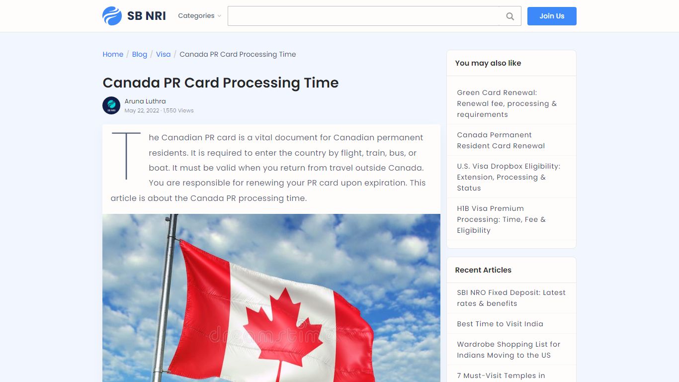 Canada PR Card Processing Time - SBNRI